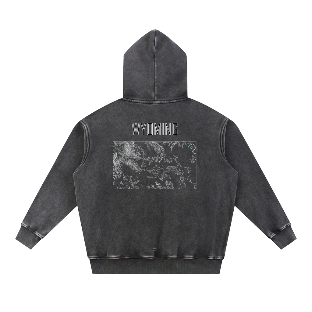 Unisex Wyoming Contour Topographic Oversized Fleece Hoodie