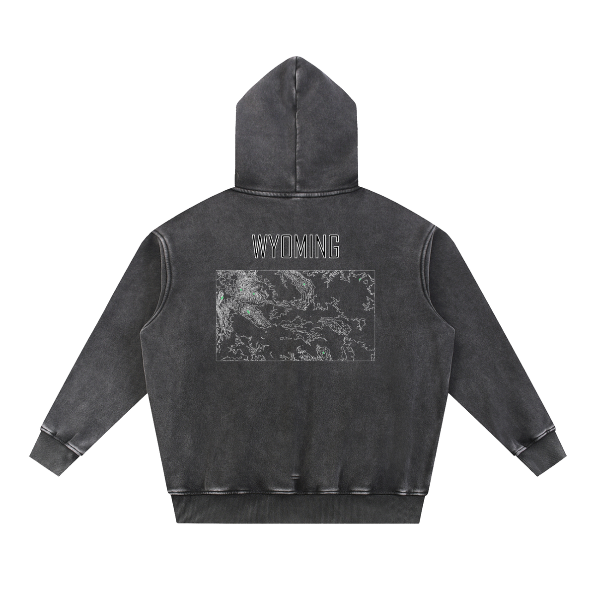 Unisex Wyoming Contour Topographic Oversized Fleece Hoodie