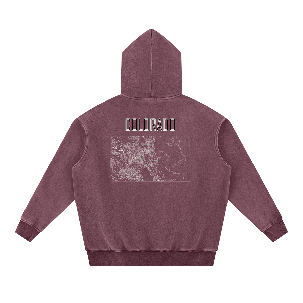 Unisex Colorado Contour Topographic Oversized Fleece Hoodie