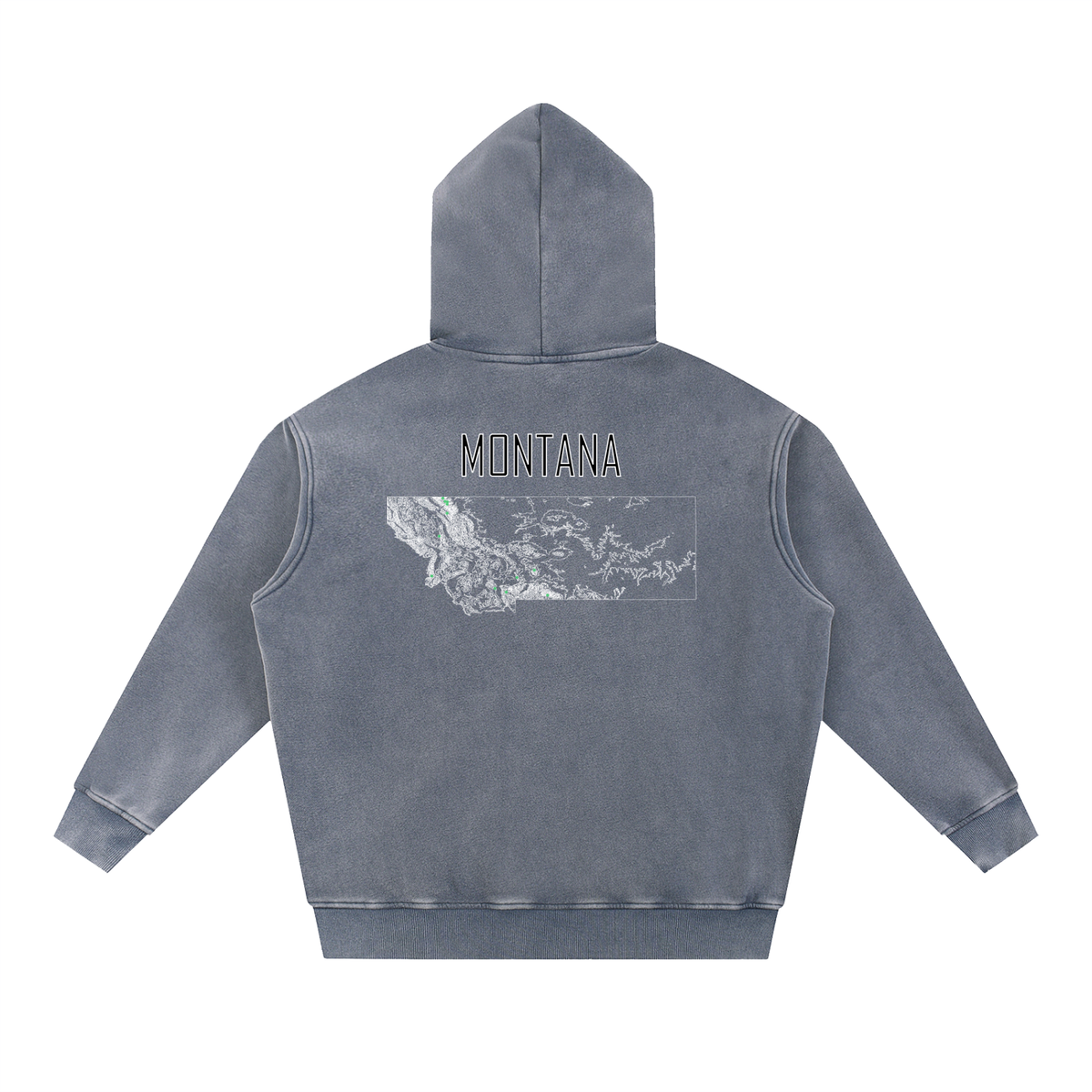 Unisex Montana Contour Topographic Oversized Fleece Hoodie