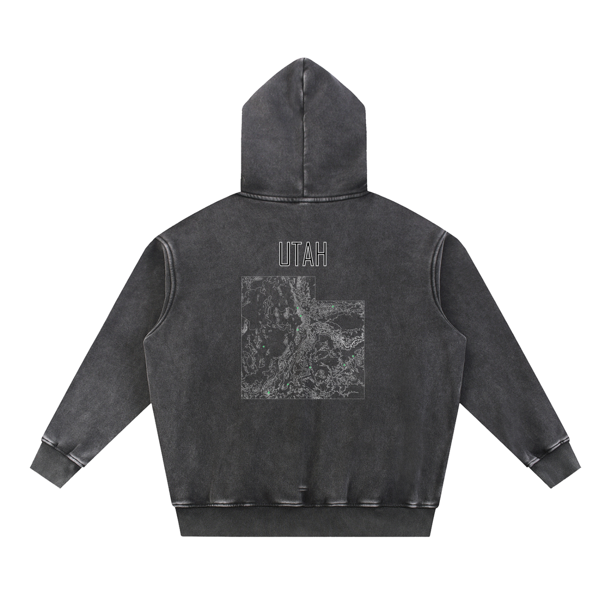 Unisex Utah Contour Topographic Oversized Fleece Hoodie