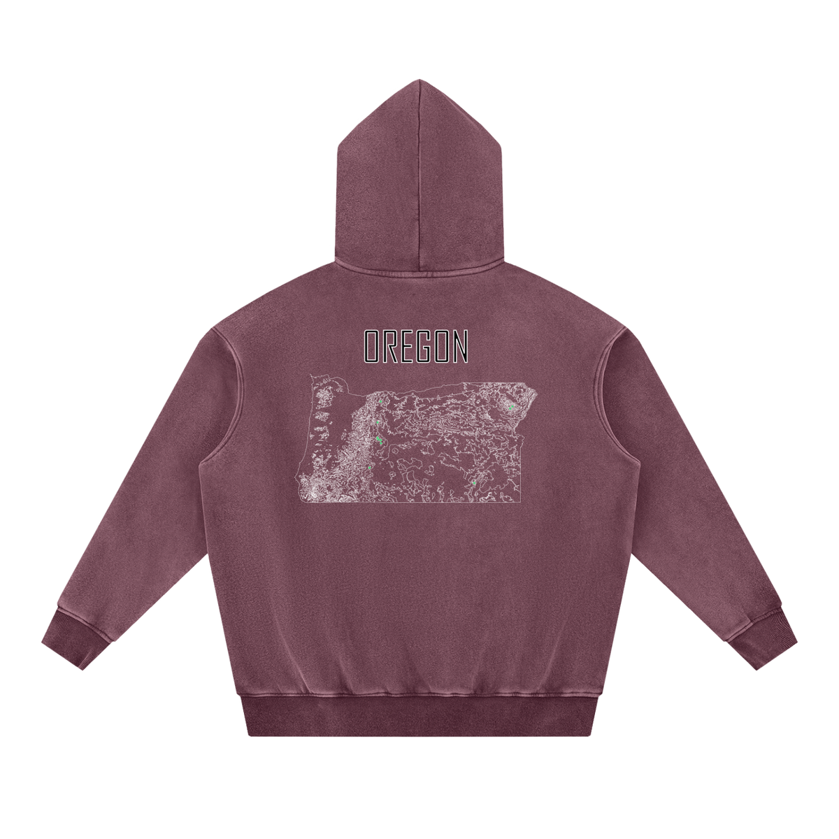 Unisex Oregon Contour Topographic Oversized Fleece Hoodie
