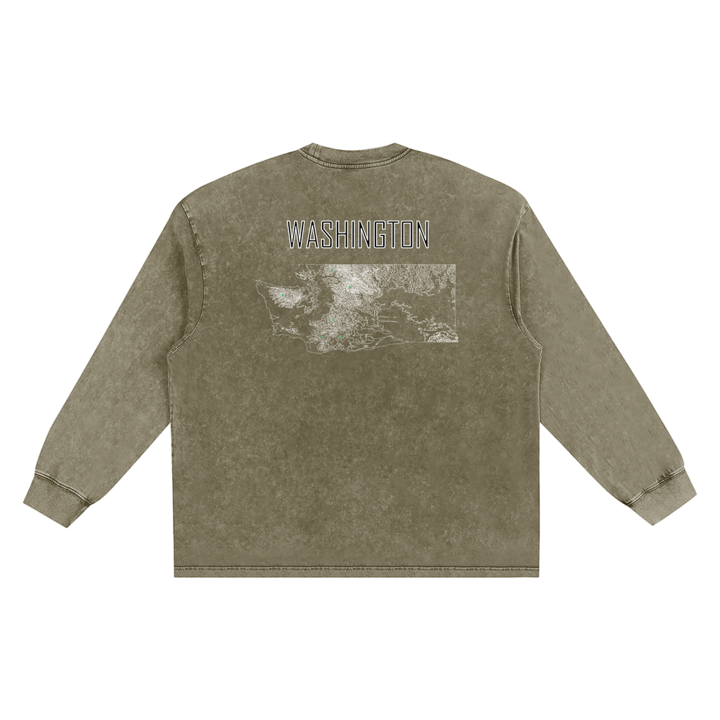 Men's Washington Contour Snow Washed Frayed Edge T-Shirt