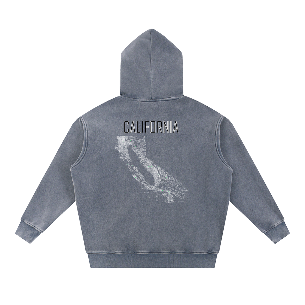 Unisex California Contour Topographic Oversized Fleece Hoodie