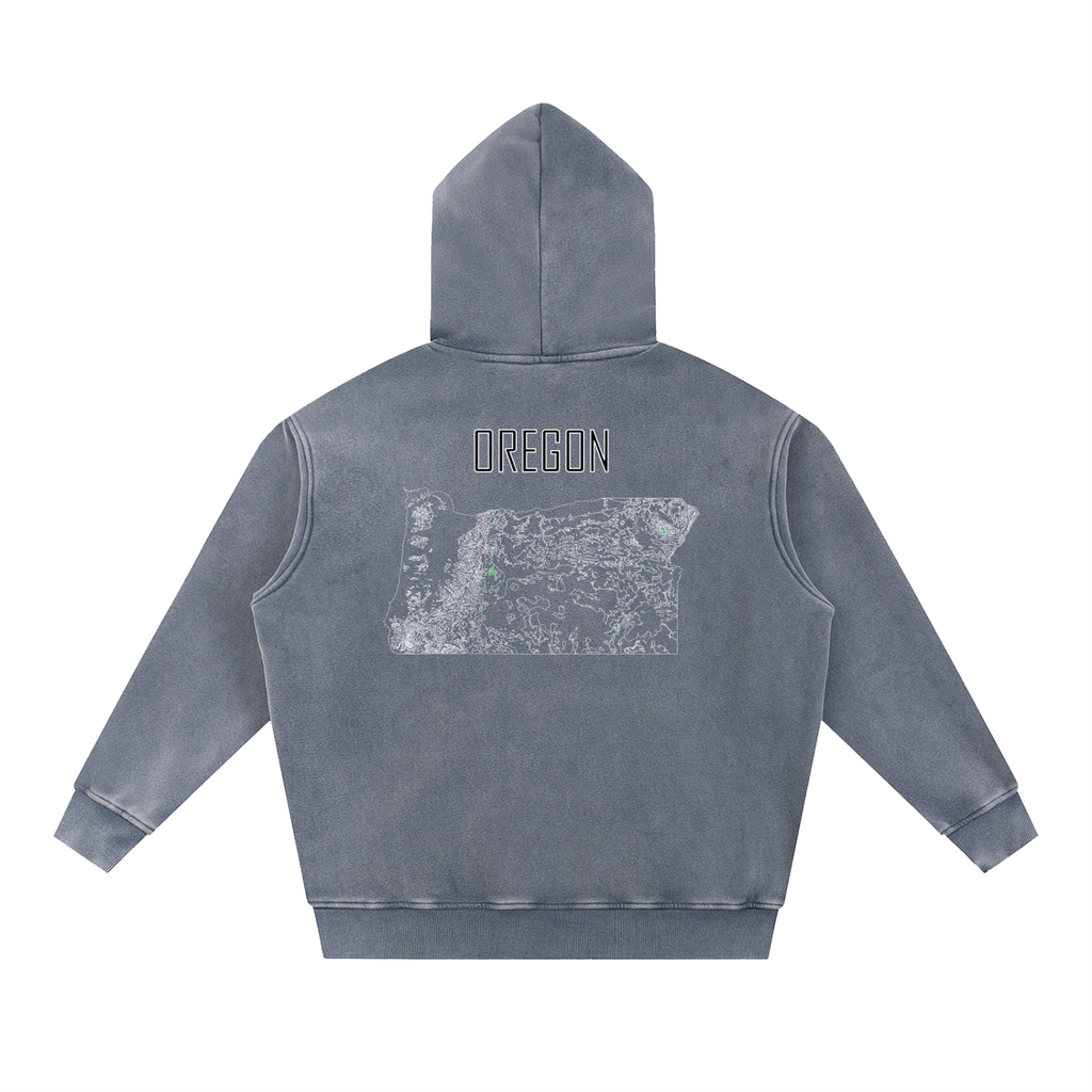 Unisex Oregon Contour Topographic Oversized Fleece Hoodie