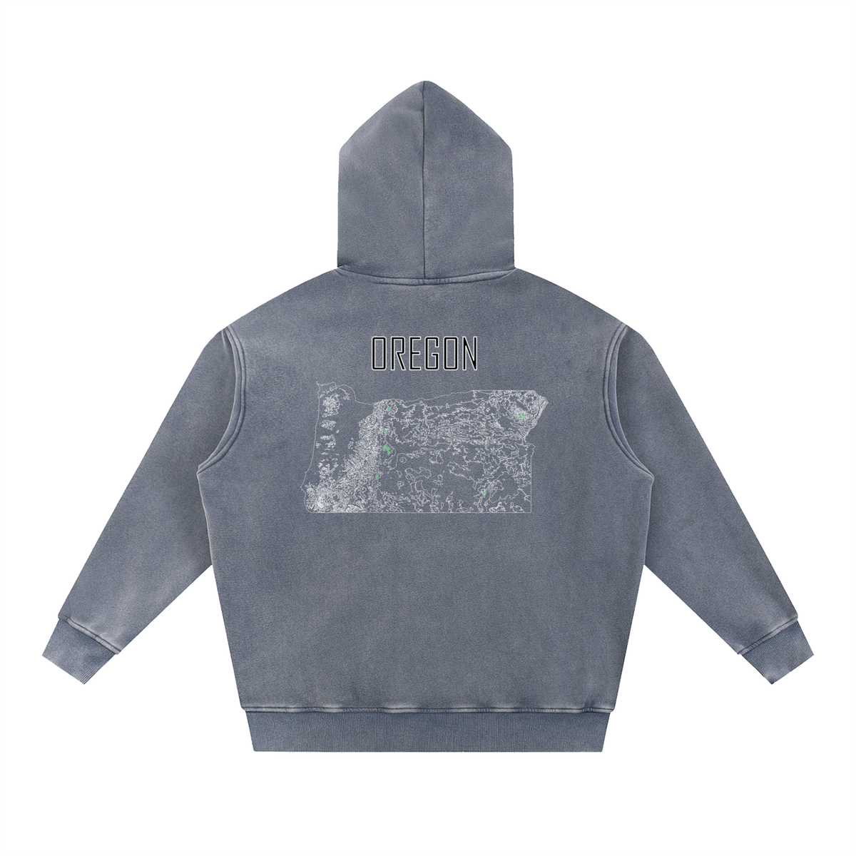 Unisex Oregon Contour Topographic Oversized Fleece Hoodie