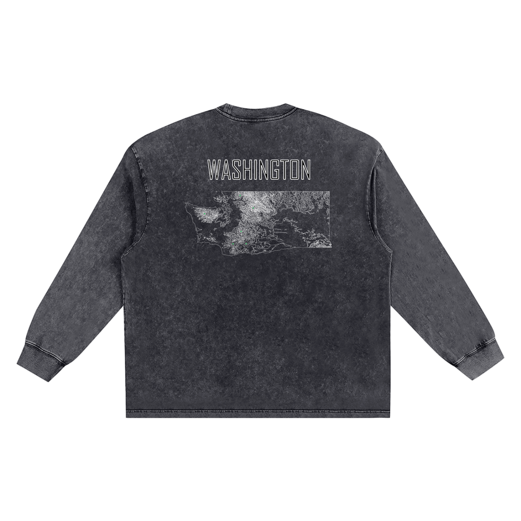 Men's Washington Contour Snow Washed Frayed Edge T-Shirt