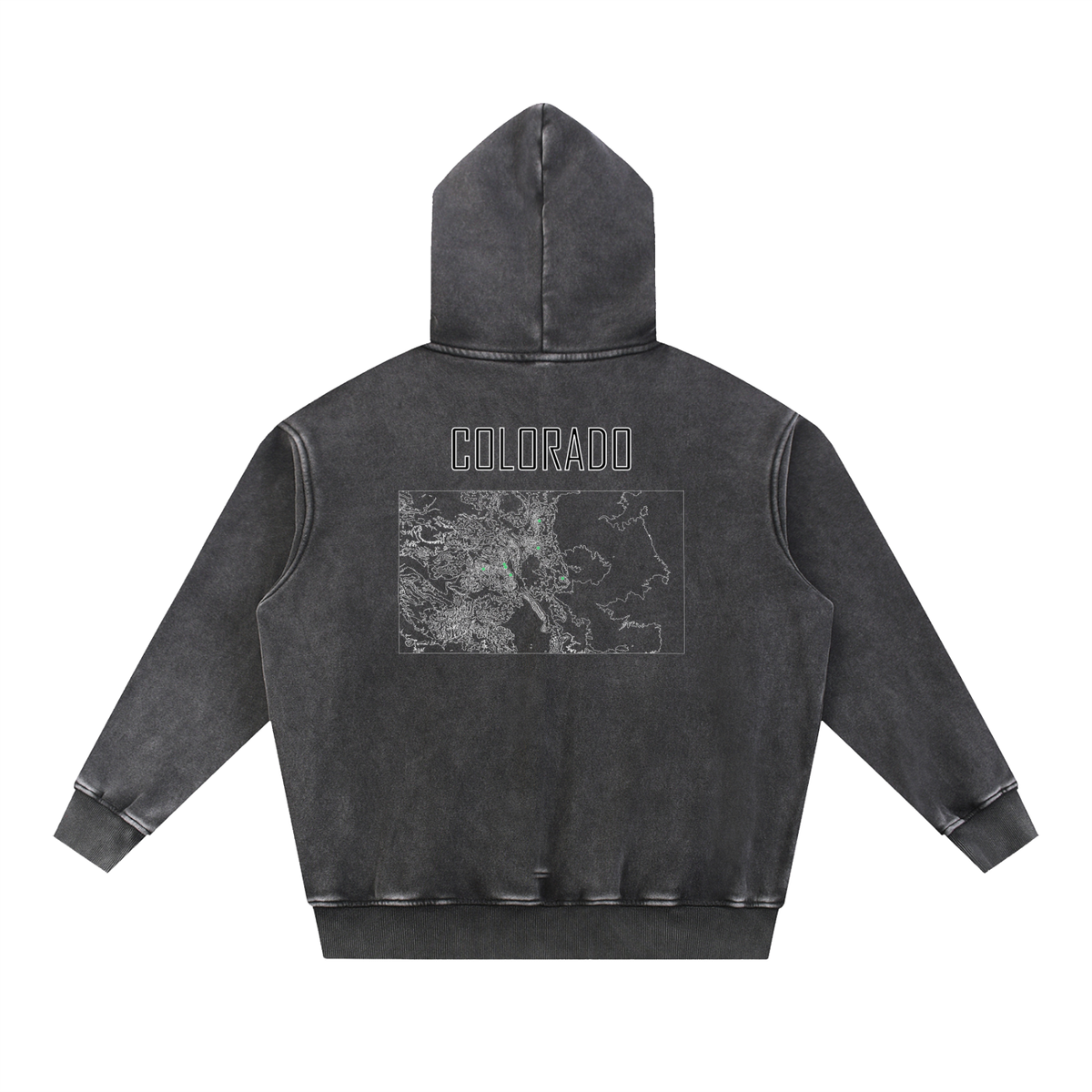 Unisex Colorado Contour Topographic Oversized Fleece Hoodie