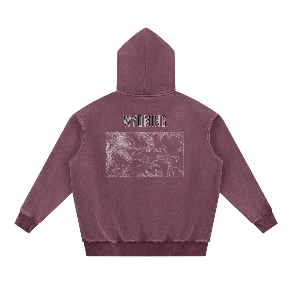 Unisex Wyoming Contour Topographic Oversized Fleece Hoodie