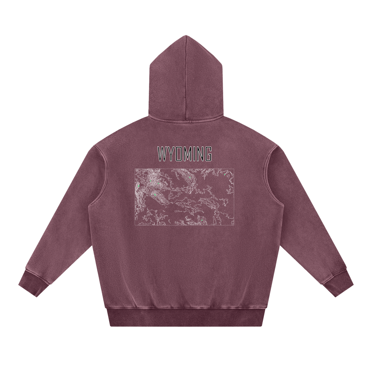 Unisex Wyoming Contour Topographic Oversized Fleece Hoodie