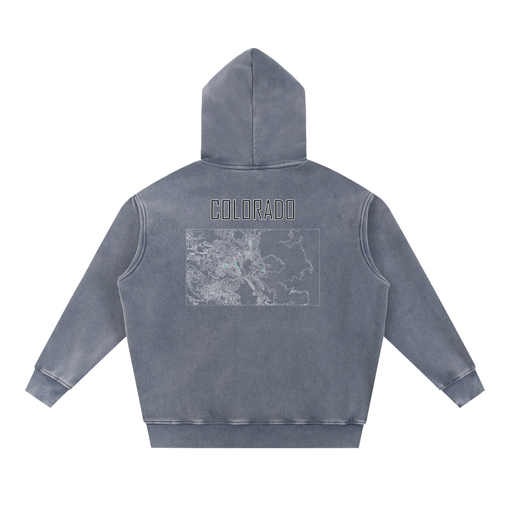 Unisex Colorado Contour Topographic Oversized Fleece Hoodie