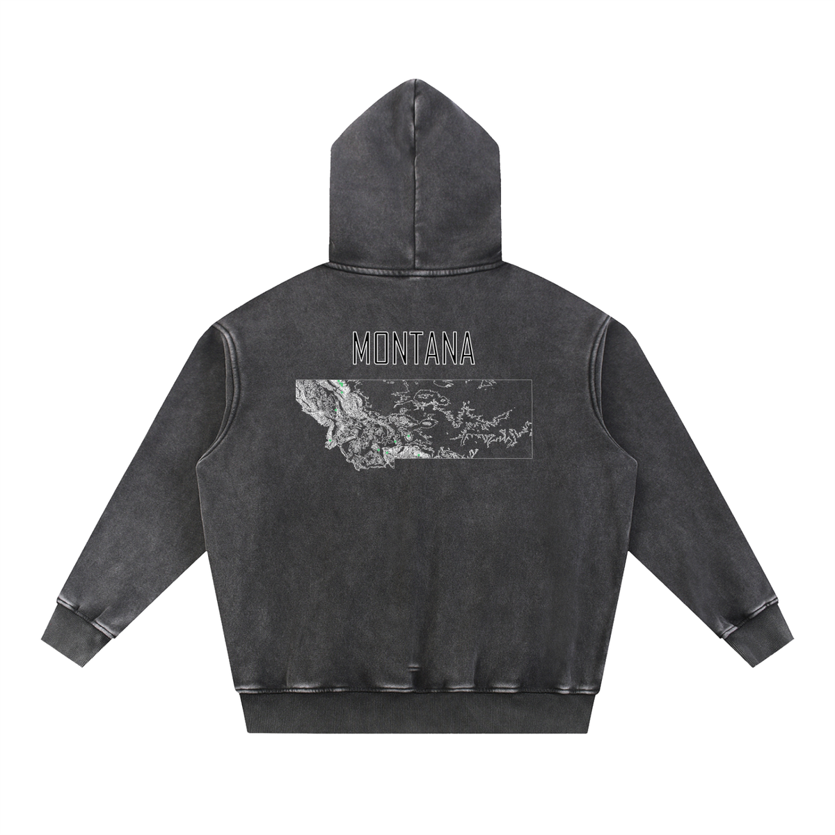Unisex Montana Contour Topographic Oversized Fleece Hoodie