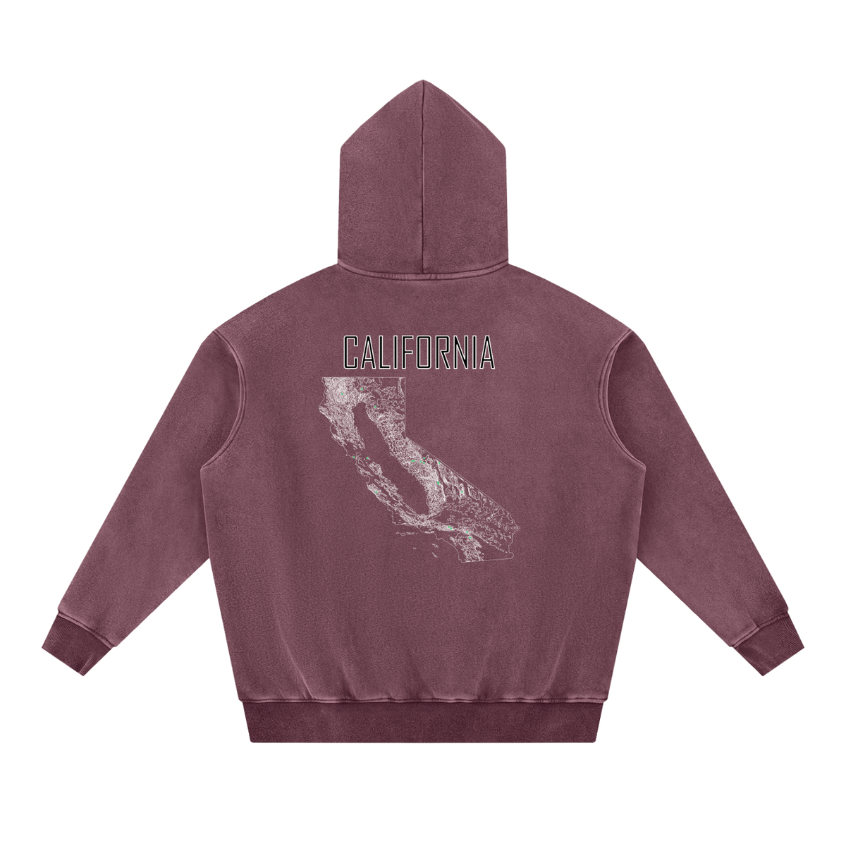 Unisex California Contour Topographic Oversized Fleece Hoodie