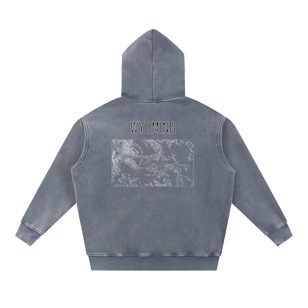 Unisex Wyoming Contour Topographic Oversized Fleece Hoodie
