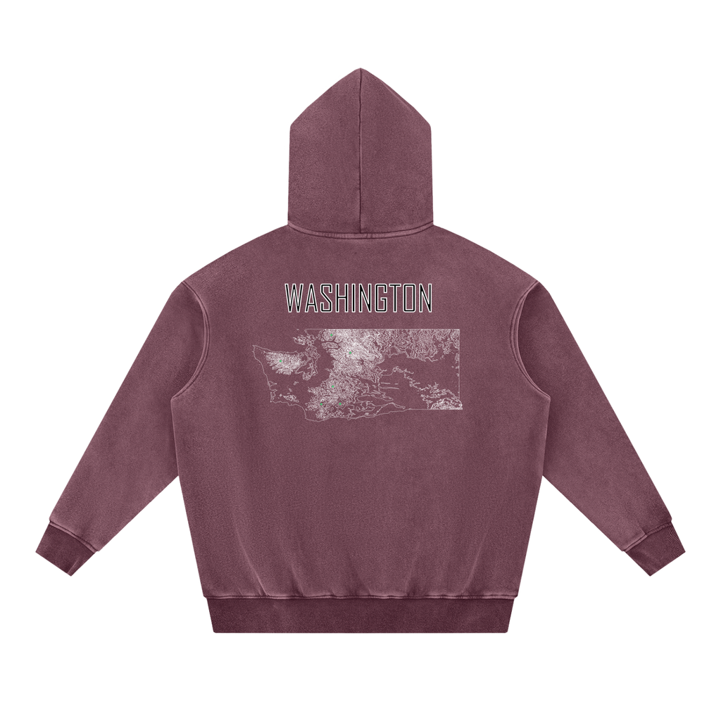 Unisex Washington Contour Topographic Oversized Fleece Hoodie