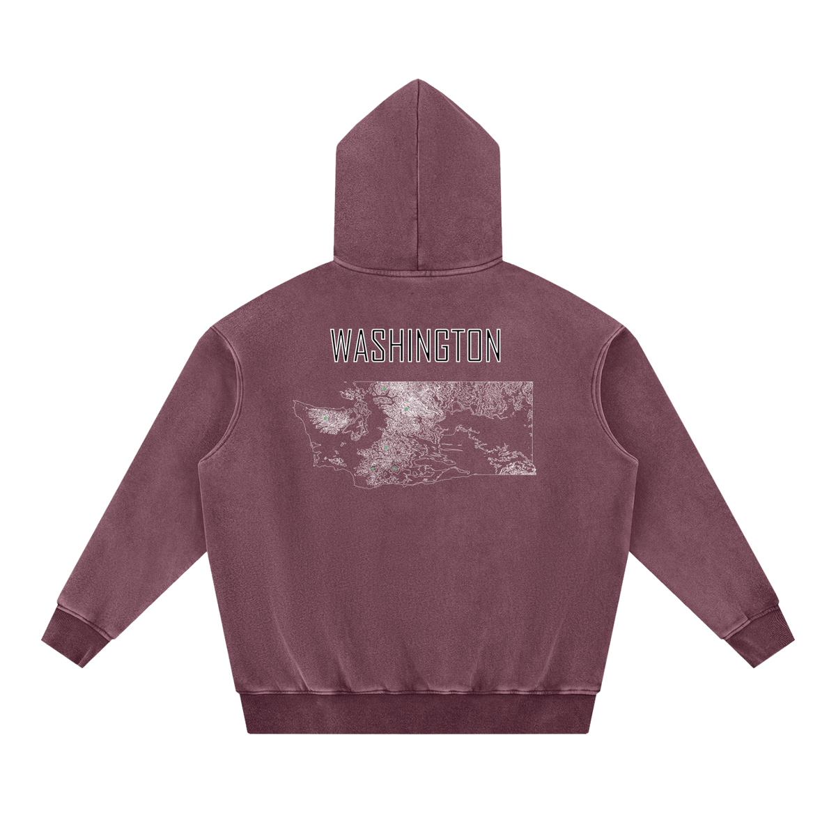 Unisex Washington Contour Topographic Oversized Fleece Hoodie