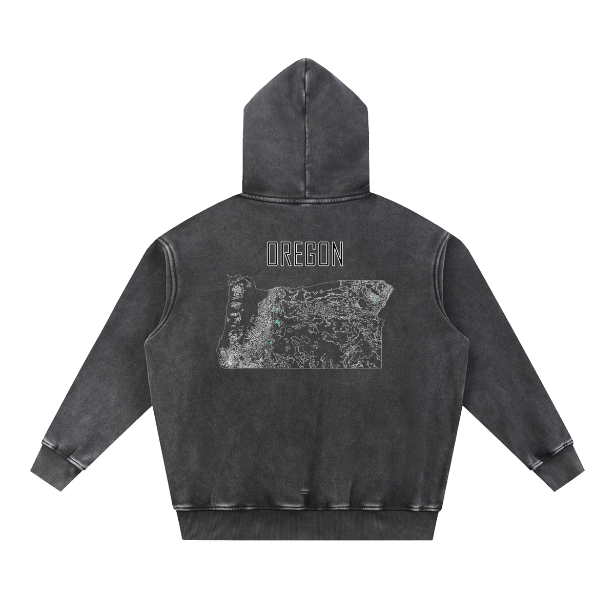 Unisex Oregon Contour Topographic Oversized Fleece Hoodie