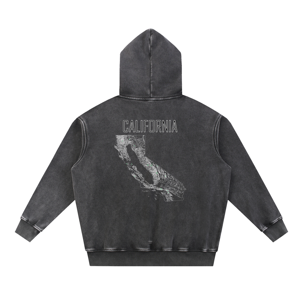 Unisex California Contour Topographic Oversized Fleece Hoodie