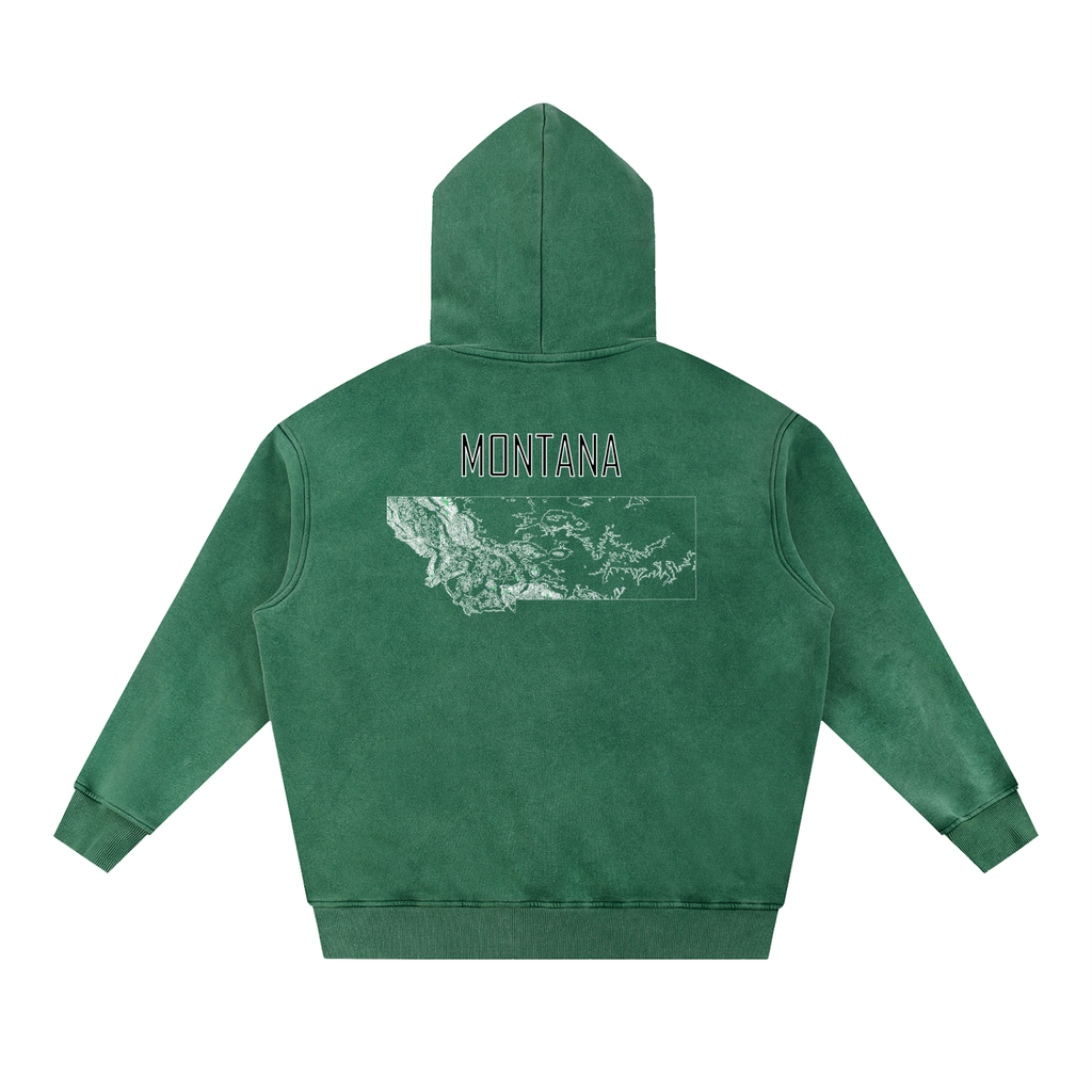 Unisex Montana Contour Topographic Oversized Fleece Hoodie