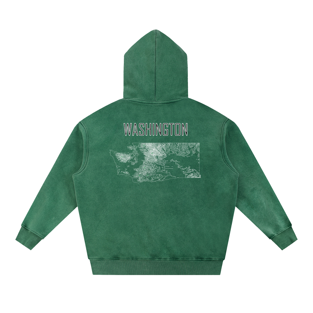 Unisex Washington Contour Topographic Oversized Fleece Hoodie
