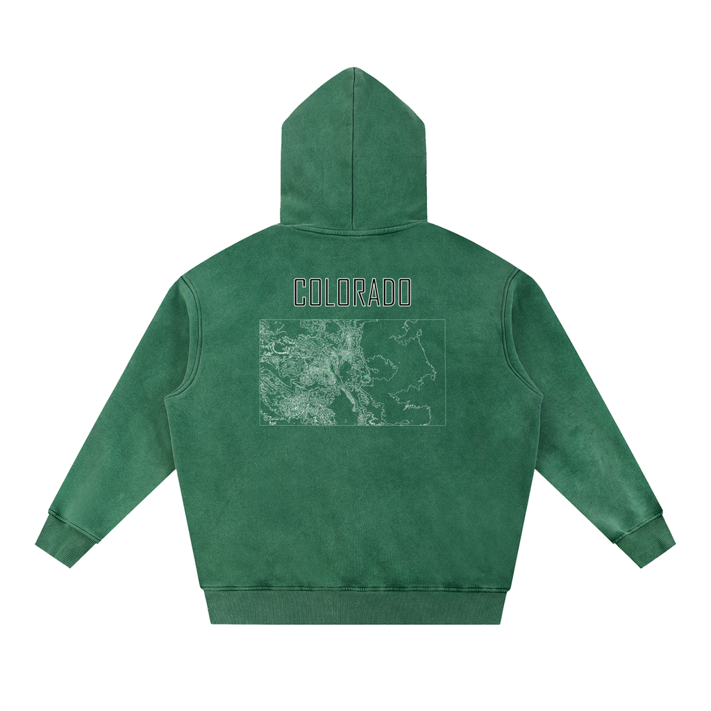 Unisex Colorado Contour Topographic Oversized Fleece Hoodie