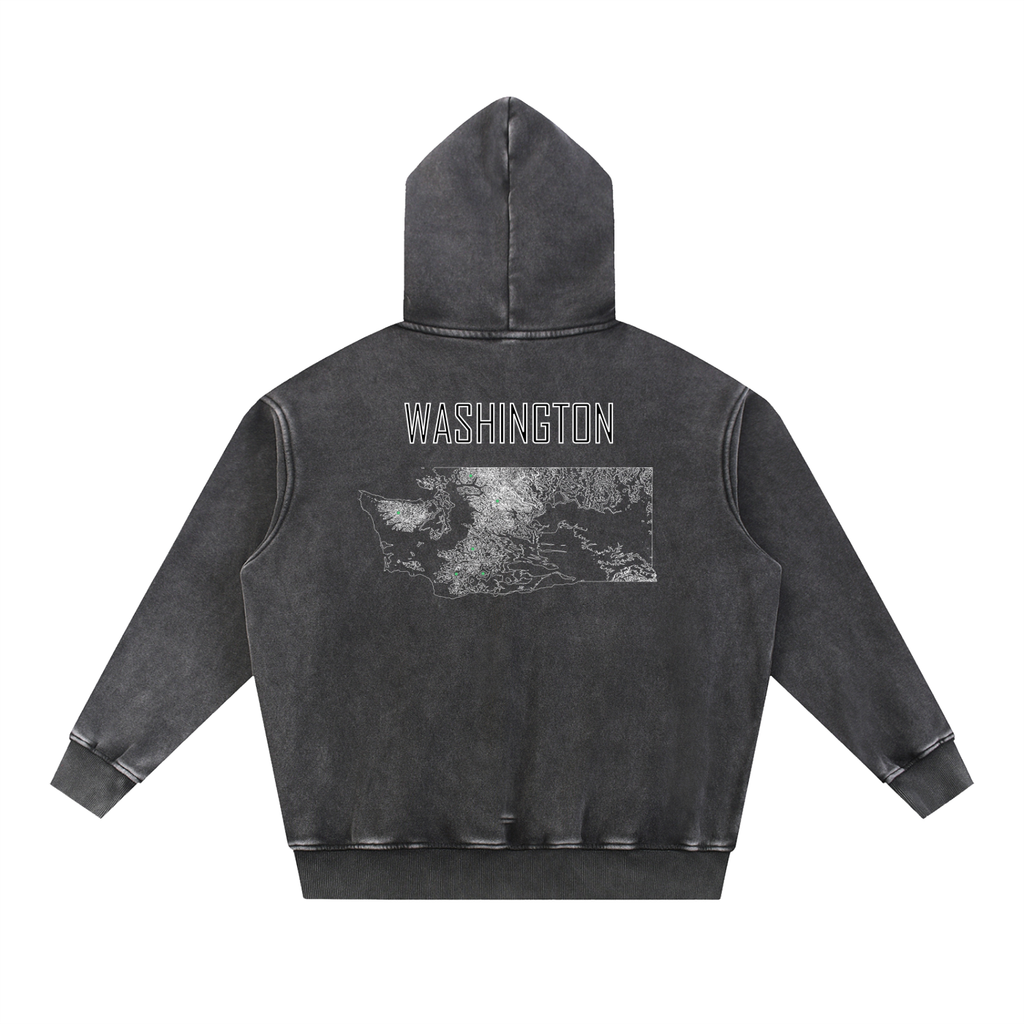 Unisex Washington Contour Topographic Oversized Fleece Hoodie