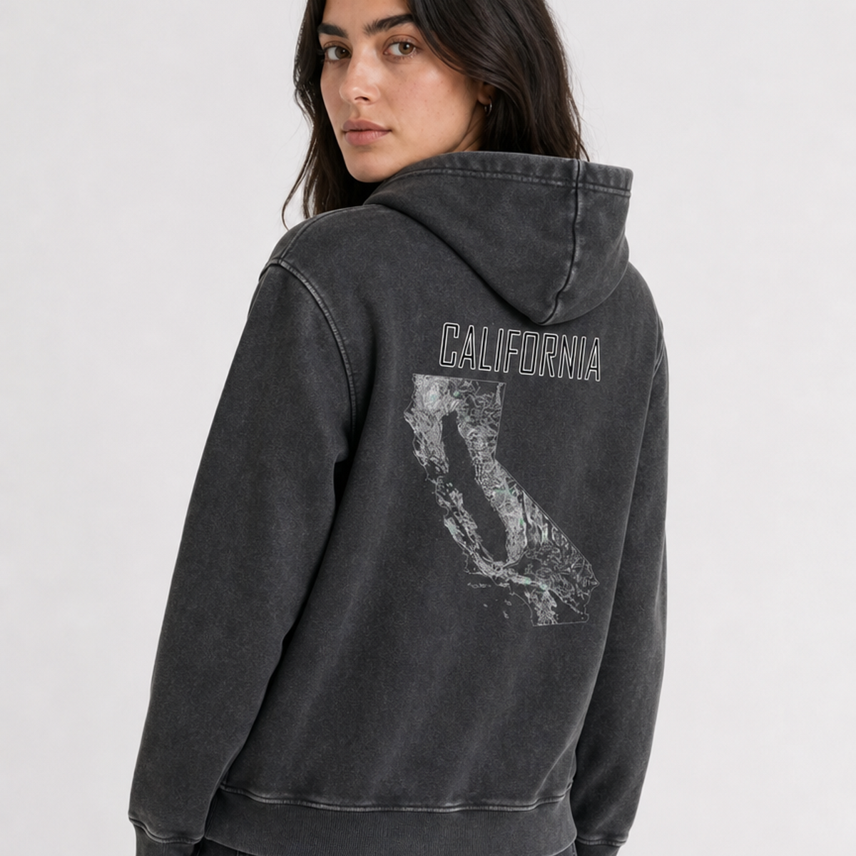 Unisex California Contour Topographic Oversized Fleece Hoodie