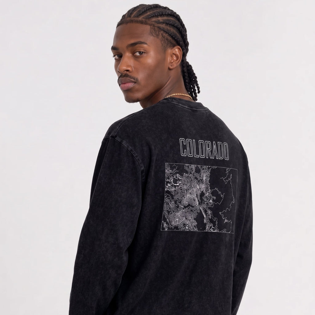 Men's Colorado Contour Snow Washed Frayed Edge T-Shirt