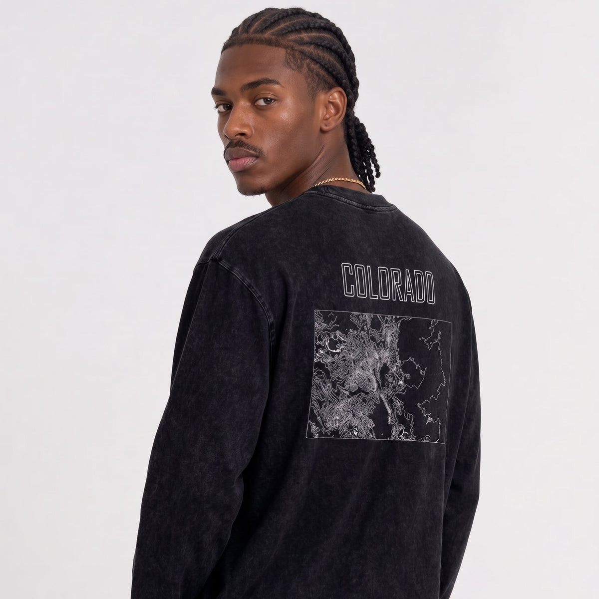 Men's Colorado Contour Snow Washed Frayed Edge T-Shirt