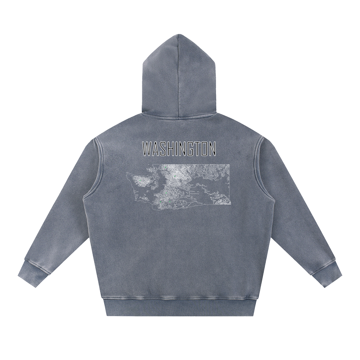 Unisex Washington Contour Topographic Oversized Fleece Hoodie