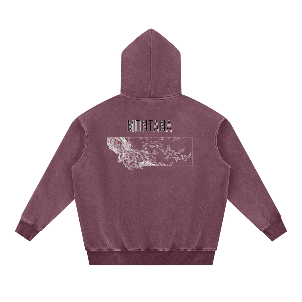 Unisex Montana Contour Topographic Oversized Fleece Hoodie