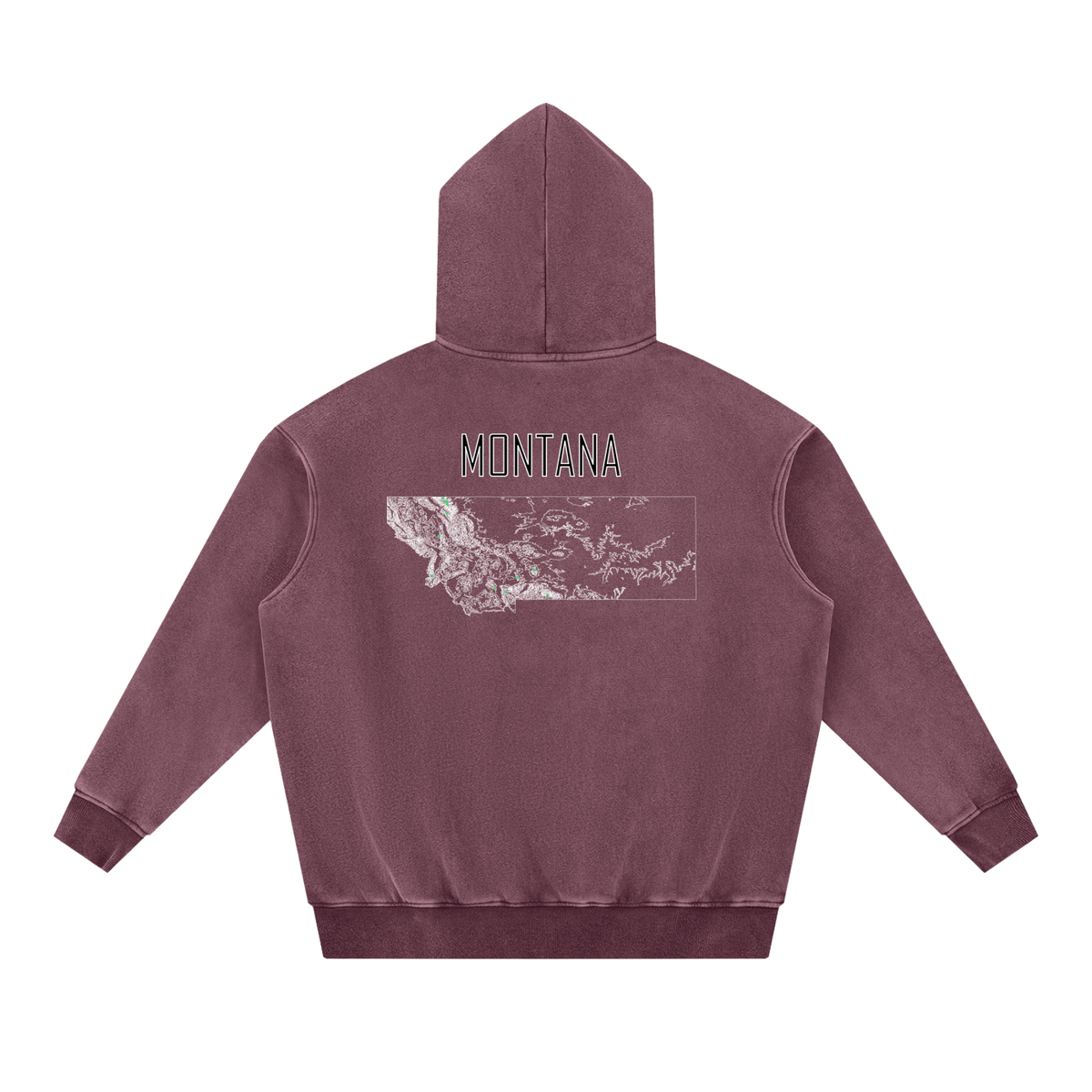 Unisex Montana Contour Topographic Oversized Fleece Hoodie