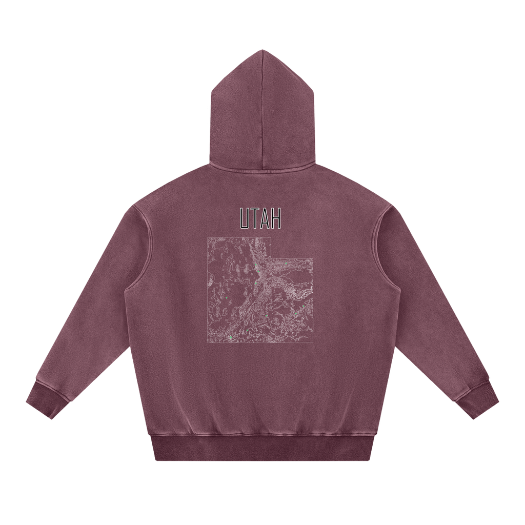 Unisex Utah Contour Topographic Oversized Fleece Hoodie