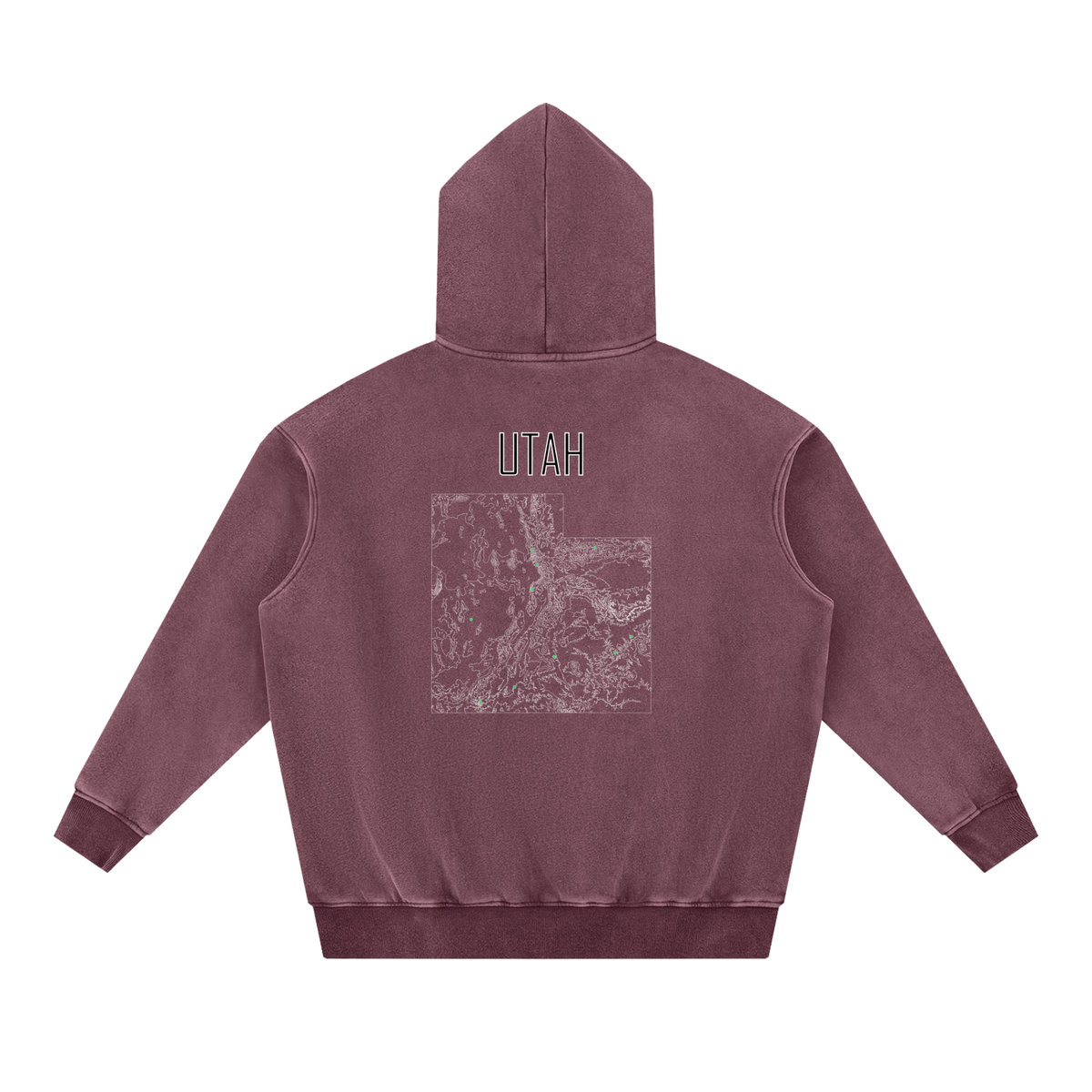 Unisex Utah Contour Topographic Oversized Fleece Hoodie